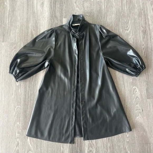 Zara Faux Leather Flowy Jacket - Picture 2 of 8